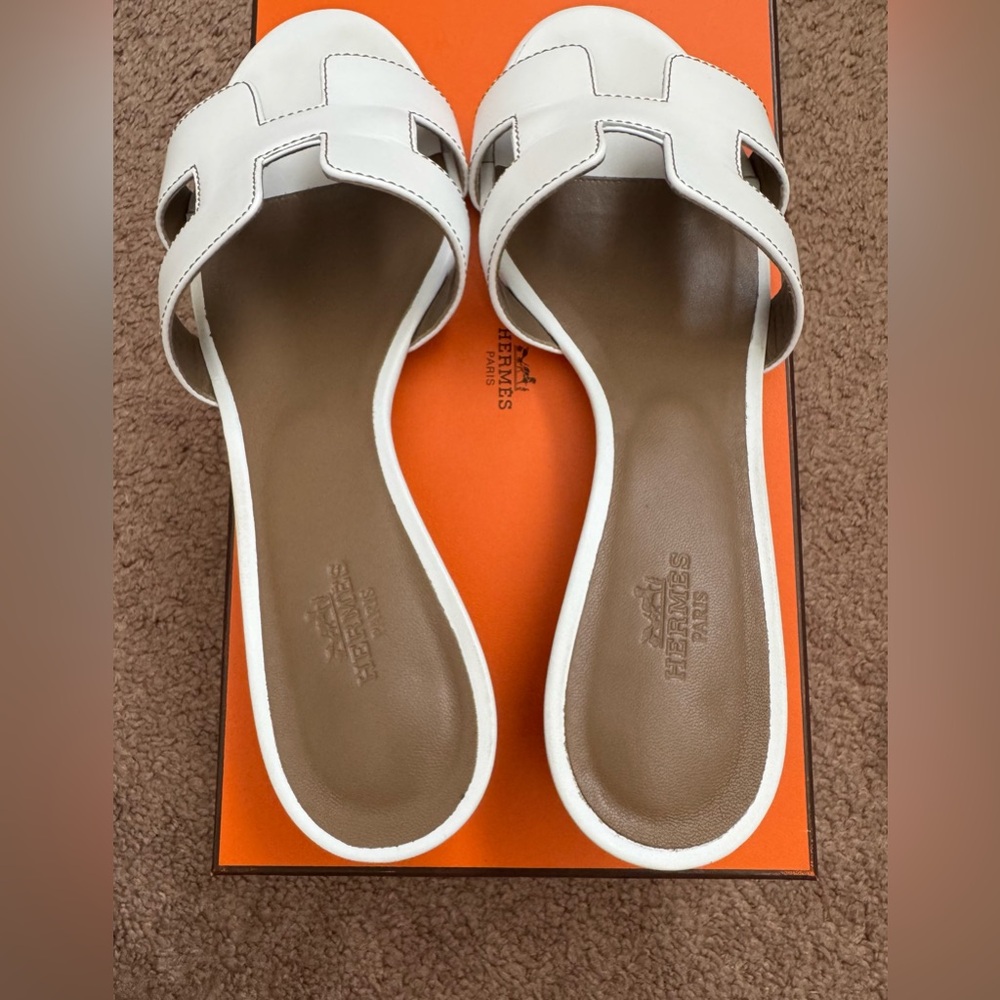 Hermes White Oasis Sandals - Picture 9 of 11